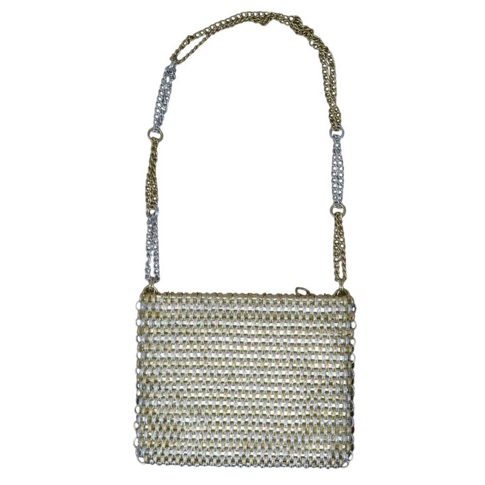 Vintage RARE Walborg Paco Rabanne 1960s Silver Gold Mesh Chain Link Purse Bag